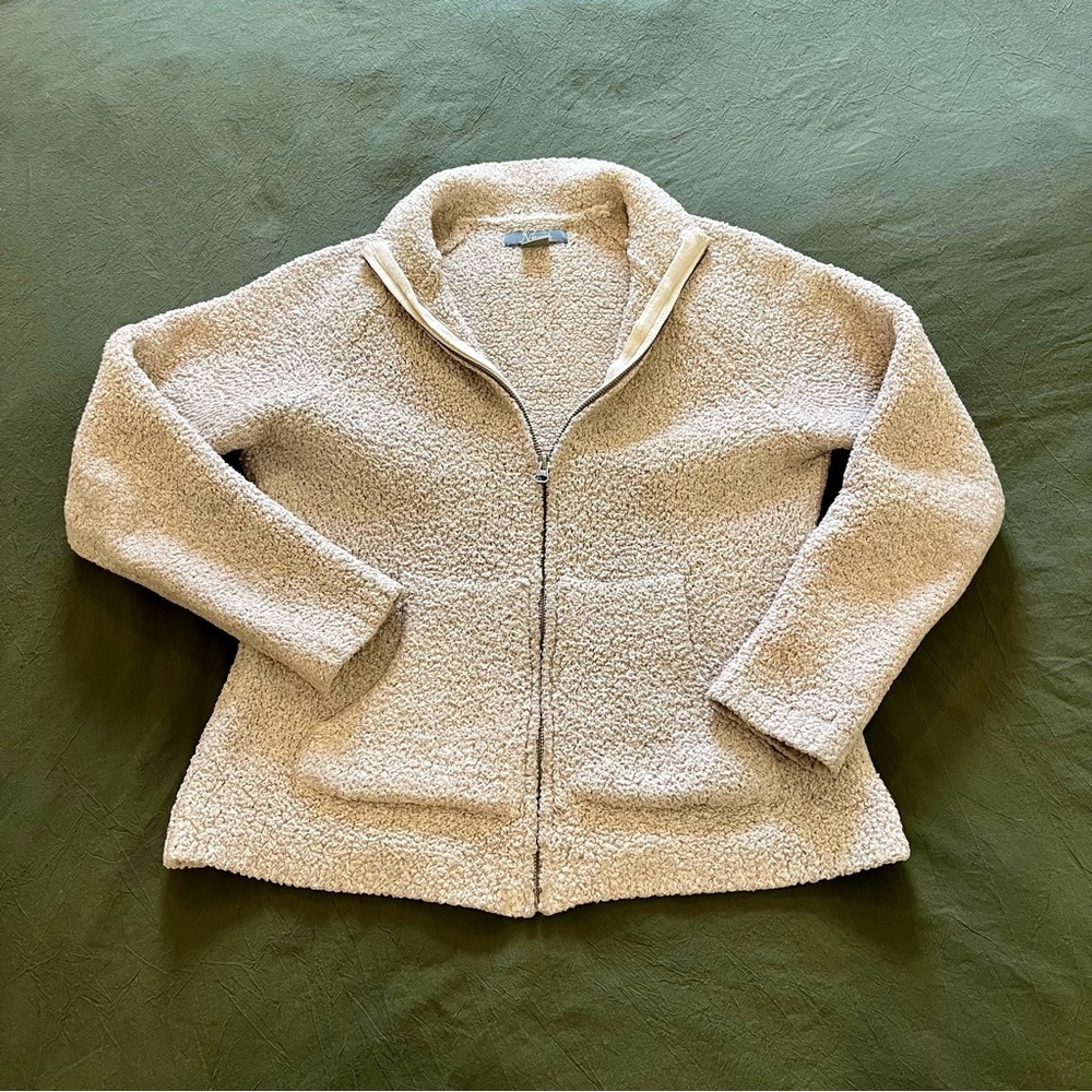 Natural Reflections Beige Cream Zip Up Cozy Sweater Size S